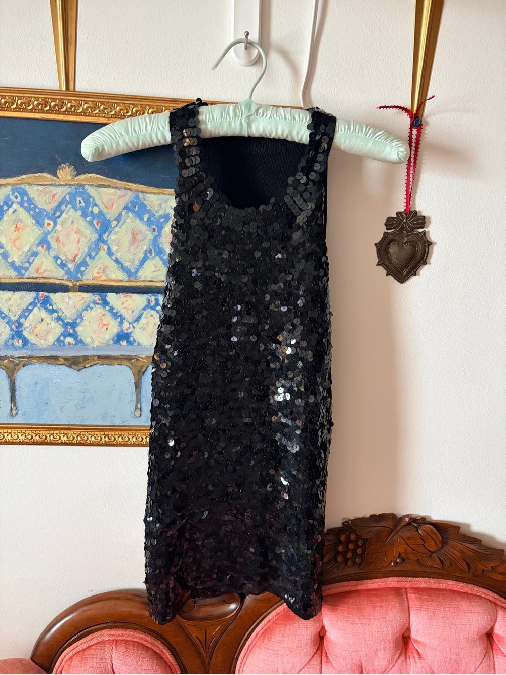 Black Sequin Tank Top